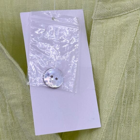 Soft Surroundings Lime Green Linen Cotton Button Down Tunic Blouse Size Medium - Picture 4 of 5